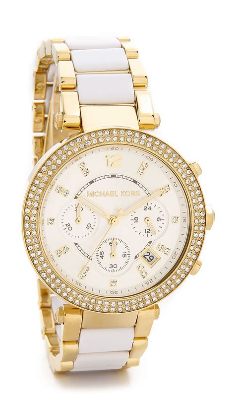 michael kors gold and white|michael kors watches ladies gold.